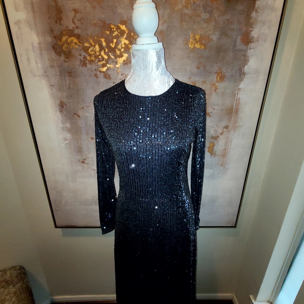 Ann Taylor Blue Sequin Embellished Midi Dress - Picture 4 of 10